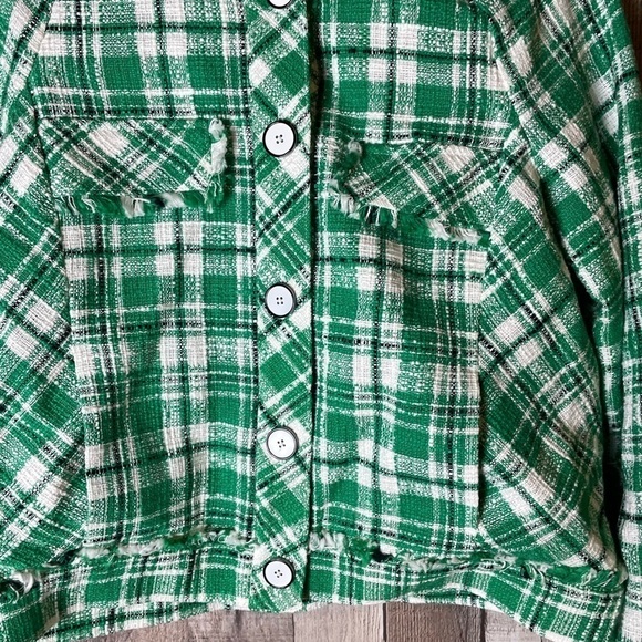 Cabi Women's Sophia Green Plaid Tweed Button Up Library Jacket Style #5653 - Picture 13 of 13